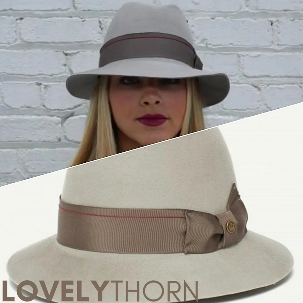 GOORIN BROS // ltd ed bourbon rocks grey-bone fedora-cloche grosgrain ribbon